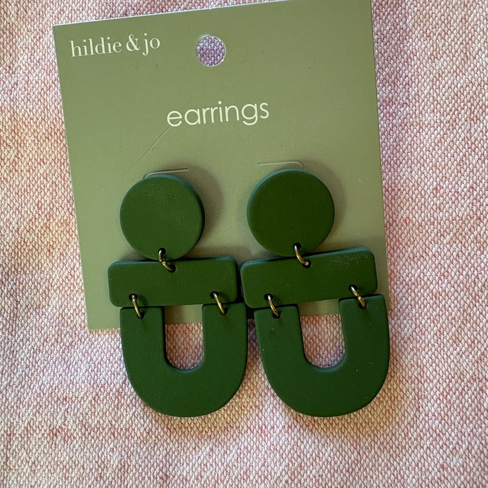 Hildie & Jo Green Geometric Earrings